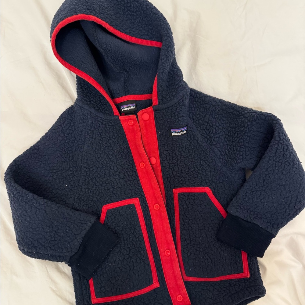 Patagonia Kids Fleece Hoodie - Navy and Red
